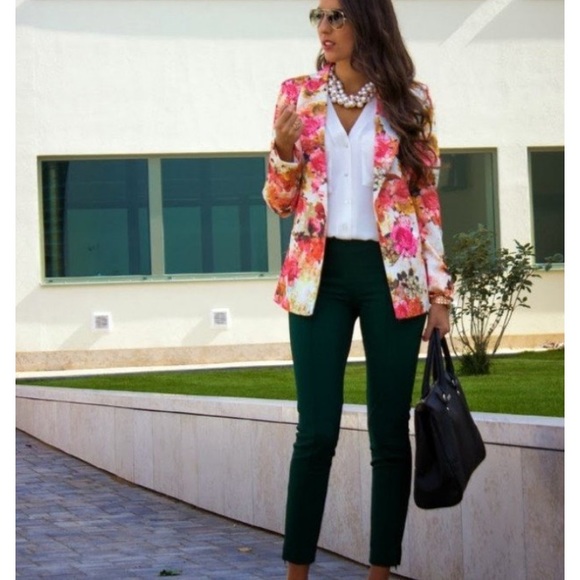 Saks Fifth Avenue Collection blazer cotton floral pockets lined - Picture 7 of 7